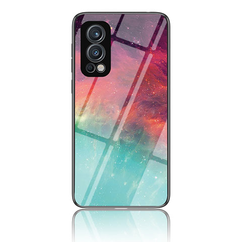 Coque Contour Silicone et Vitre Motif Fantaisie Miroir Etui Housse LS2 pour OnePlus Nord 2 5G Rouge