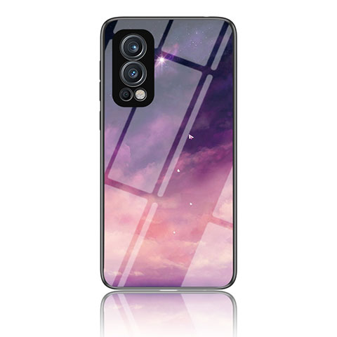 Coque Contour Silicone et Vitre Motif Fantaisie Miroir Etui Housse LS2 pour OnePlus Nord 2 5G Violet