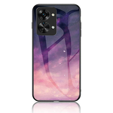 Coque Contour Silicone et Vitre Motif Fantaisie Miroir Etui Housse LS2 pour OnePlus Nord 2T 5G Violet