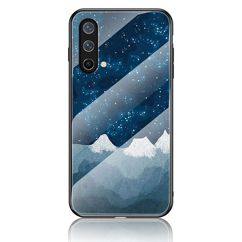 Coque Contour Silicone et Vitre Motif Fantaisie Miroir Etui Housse LS2 pour OnePlus Nord CE 5G Bleu