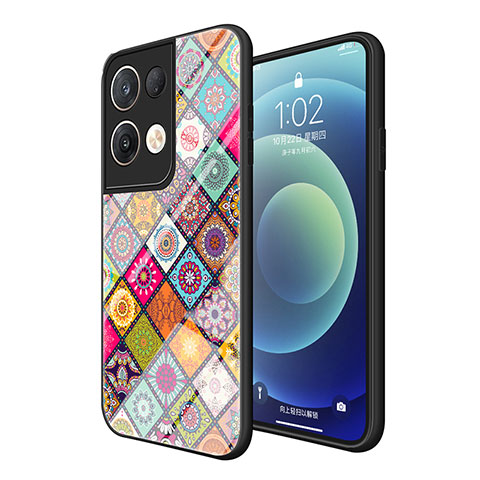 Coque Contour Silicone et Vitre Motif Fantaisie Miroir Etui Housse LS2 pour Oppo Reno9 Pro+ Plus 5G Colorful