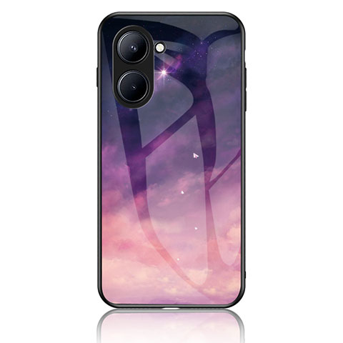 Coque Contour Silicone et Vitre Motif Fantaisie Miroir Etui Housse LS2 pour Realme C33 (2023) Violet