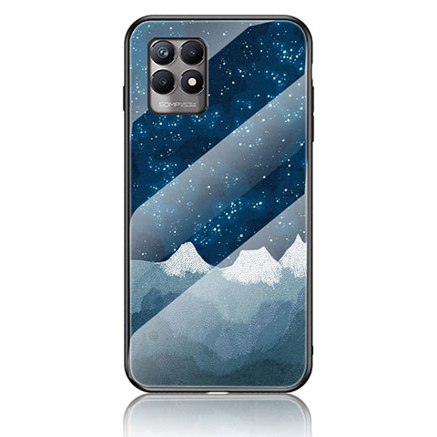 Coque Contour Silicone et Vitre Motif Fantaisie Miroir Etui Housse LS2 pour Realme Narzo 50 4G Bleu