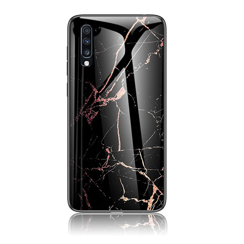 Coque Contour Silicone et Vitre Motif Fantaisie Miroir Etui Housse LS2 pour Samsung Galaxy A70S Or et Noir