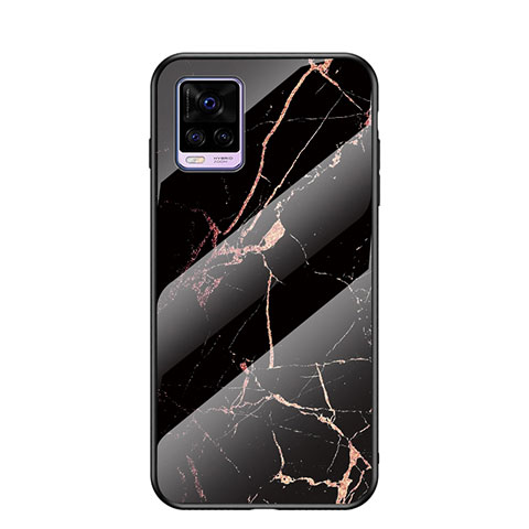 Coque Contour Silicone et Vitre Motif Fantaisie Miroir Etui Housse LS2 pour Vivo V20 (2021) Or et Noir