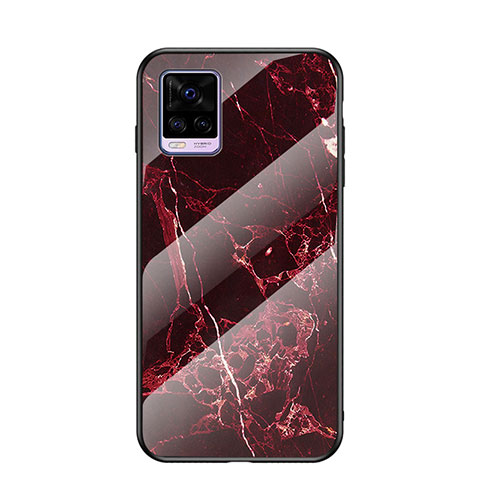 Coque Contour Silicone et Vitre Motif Fantaisie Miroir Etui Housse LS2 pour Vivo V20 (2021) Rouge