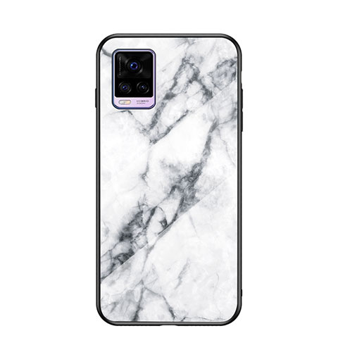 Coque Contour Silicone et Vitre Motif Fantaisie Miroir Etui Housse LS2 pour Vivo V20 Blanc