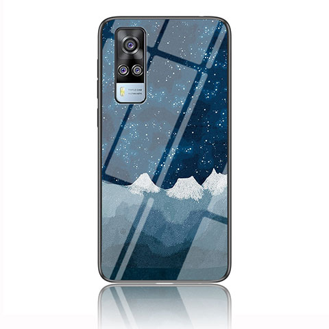 Coque Contour Silicone et Vitre Motif Fantaisie Miroir Etui Housse LS2 pour Vivo Y31 (2021) Bleu