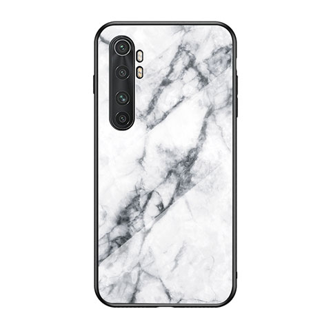 Coque Contour Silicone et Vitre Motif Fantaisie Miroir Etui Housse LS2 pour Xiaomi Mi Note 10 Lite Blanc