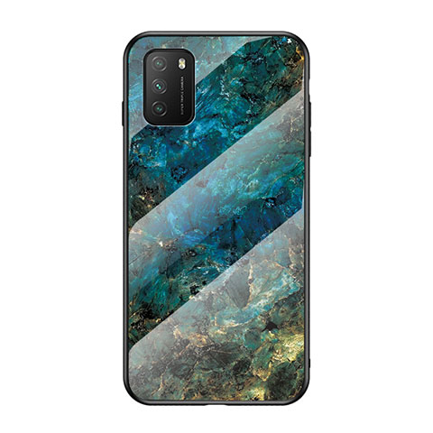 Coque Contour Silicone et Vitre Motif Fantaisie Miroir Etui Housse LS2 pour Xiaomi Poco M3 Bleu