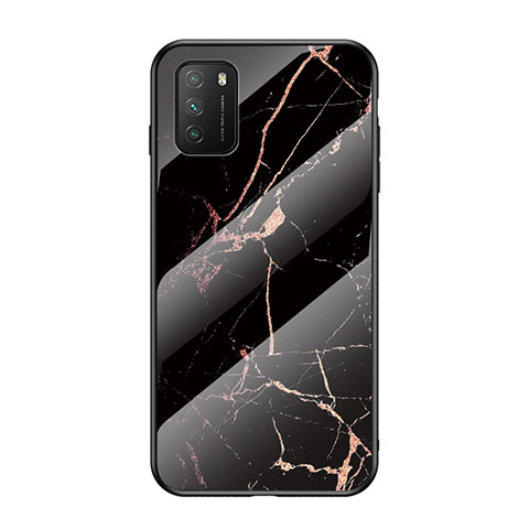 Coque Contour Silicone et Vitre Motif Fantaisie Miroir Etui Housse LS2 pour Xiaomi Poco M3 Or et Noir