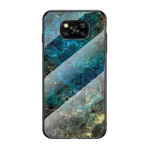 Coque Contour Silicone et Vitre Motif Fantaisie Miroir Etui Housse LS2 pour Xiaomi Poco X3 NFC Bleu