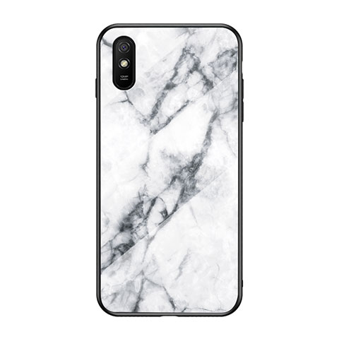 Coque Contour Silicone et Vitre Motif Fantaisie Miroir Etui Housse LS2 pour Xiaomi Redmi 9A Blanc