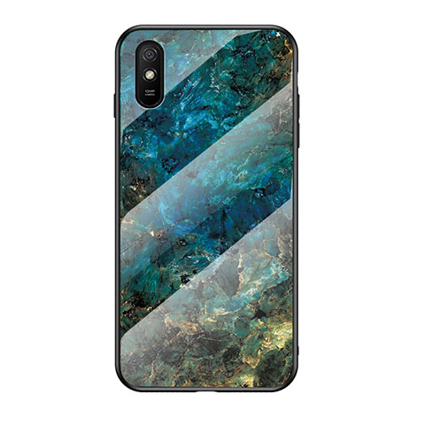 Coque Contour Silicone et Vitre Motif Fantaisie Miroir Etui Housse LS2 pour Xiaomi Redmi 9A Bleu