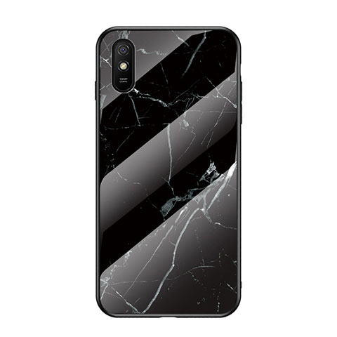 Coque Contour Silicone et Vitre Motif Fantaisie Miroir Etui Housse LS2 pour Xiaomi Redmi 9A Noir