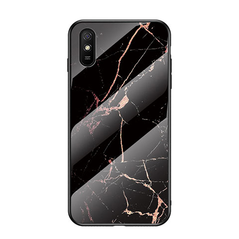 Coque Contour Silicone et Vitre Motif Fantaisie Miroir Etui Housse LS2 pour Xiaomi Redmi 9i Or et Noir