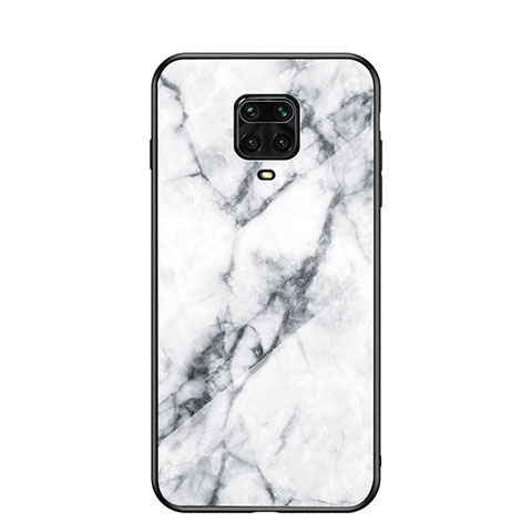 Coque Contour Silicone et Vitre Motif Fantaisie Miroir Etui Housse LS2 pour Xiaomi Redmi Note 9 Pro Blanc