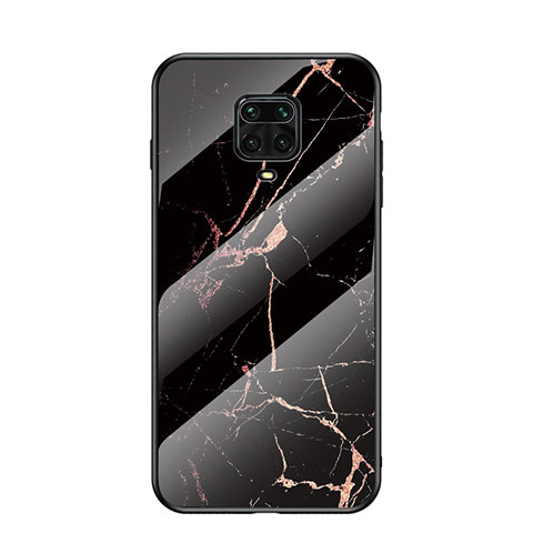 Coque Contour Silicone et Vitre Motif Fantaisie Miroir Etui Housse LS2 pour Xiaomi Redmi Note 9 Pro Max Or et Noir