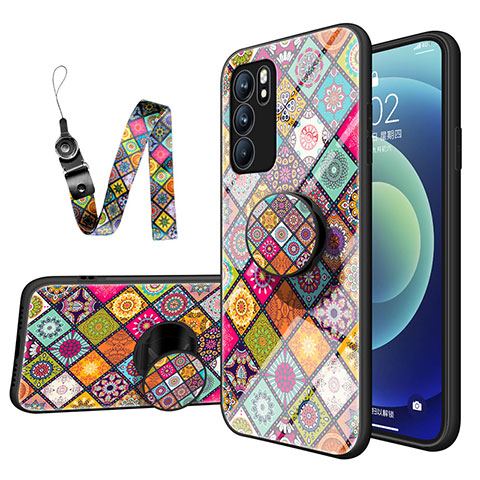 Coque Contour Silicone et Vitre Motif Fantaisie Miroir Etui Housse LS3 pour Oppo Reno6 5G Colorful