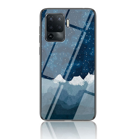 Coque Contour Silicone et Vitre Motif Fantaisie Miroir Etui Housse LS4 pour Oppo A94 4G Bleu