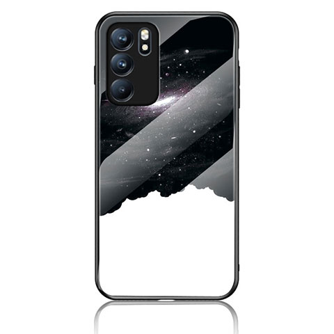 Coque Contour Silicone et Vitre Motif Fantaisie Miroir Etui Housse LS4 pour Oppo Reno6 5G Noir