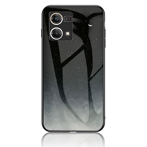 Coque Contour Silicone et Vitre Motif Fantaisie Miroir Etui Housse LS4 pour Oppo Reno8 4G Gris