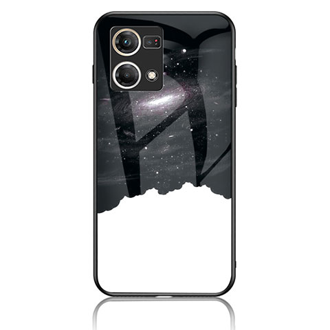 Coque Contour Silicone et Vitre Motif Fantaisie Miroir Etui Housse LS4 pour Oppo Reno8 4G Noir