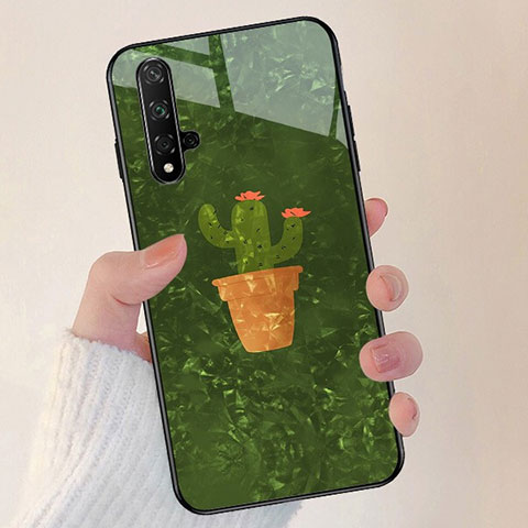 Coque Contour Silicone et Vitre Motif Fantaisie Miroir Etui Housse M01 pour Huawei Honor 20 Vert