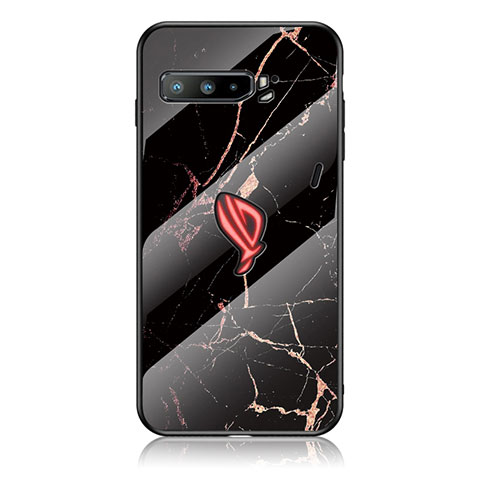 Coque Contour Silicone et Vitre Motif Fantaisie Miroir Etui Housse pour Asus ROG Phone 3 Or et Noir