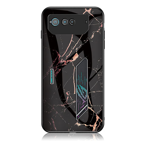 Coque Contour Silicone et Vitre Motif Fantaisie Miroir Etui Housse pour Asus ROG Phone 6 Pro Or et Noir