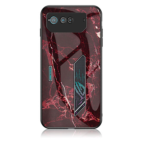 Coque Contour Silicone et Vitre Motif Fantaisie Miroir Etui Housse pour Asus ROG Phone 6 Pro Rouge