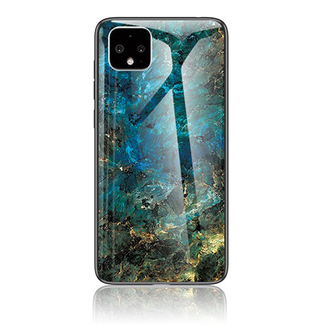 Coque Contour Silicone et Vitre Motif Fantaisie Miroir Etui Housse pour Google Pixel 4 Bleu