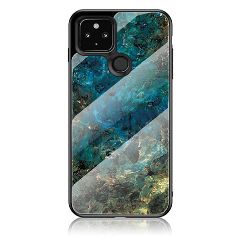 Coque Contour Silicone et Vitre Motif Fantaisie Miroir Etui Housse pour Google Pixel 4a 5G Bleu