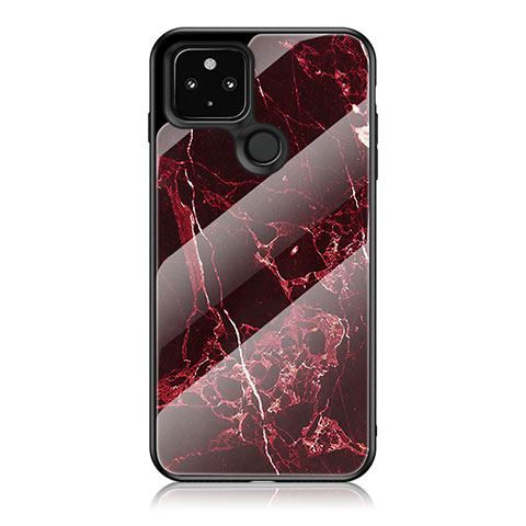 Coque Contour Silicone et Vitre Motif Fantaisie Miroir Etui Housse pour Google Pixel 4a 5G Rouge