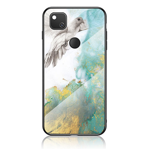 Coque Contour Silicone et Vitre Motif Fantaisie Miroir Etui Housse pour Google Pixel 4a Vert