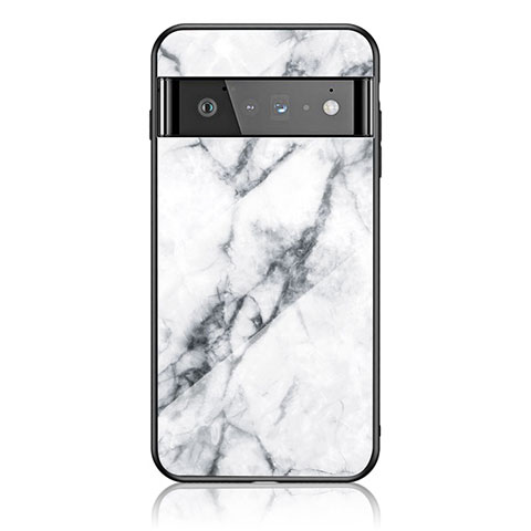 Coque Contour Silicone et Vitre Motif Fantaisie Miroir Etui Housse pour Google Pixel 6 Pro 5G Blanc