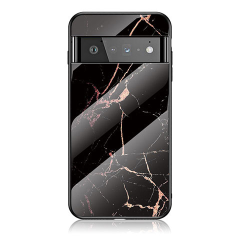 Coque Contour Silicone et Vitre Motif Fantaisie Miroir Etui Housse pour Google Pixel 6 Pro 5G Or et Noir