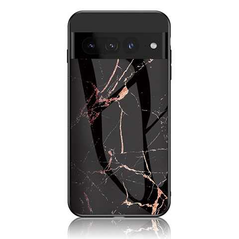 Coque Contour Silicone et Vitre Motif Fantaisie Miroir Etui Housse pour Google Pixel 7 Pro 5G Or et Noir