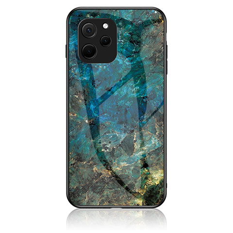 Coque Contour Silicone et Vitre Motif Fantaisie Miroir Etui Housse pour Huawei Enjoy 50z Bleu