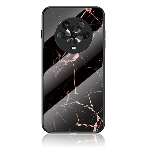 Coque Contour Silicone et Vitre Motif Fantaisie Miroir Etui Housse pour Huawei Honor Magic4 5G Or et Noir