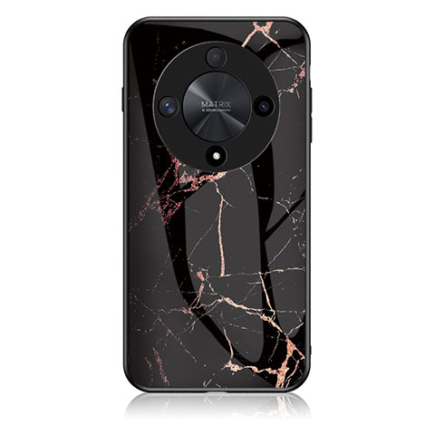 Coque Contour Silicone et Vitre Motif Fantaisie Miroir Etui Housse pour Huawei Honor Magic6 Lite 5G Or et Noir