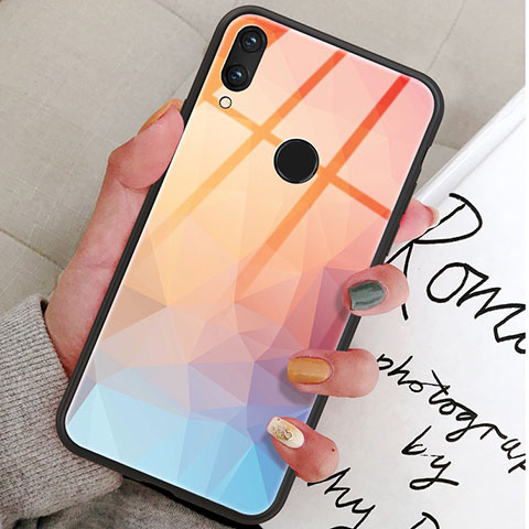 Coque Contour Silicone et Vitre Motif Fantaisie Miroir Etui Housse pour Huawei Honor V10 Lite Orange