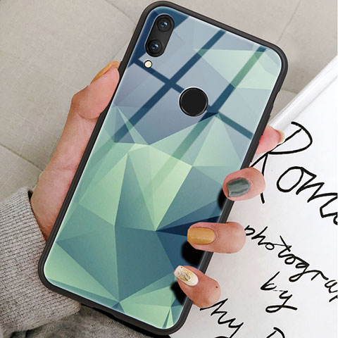 Coque Contour Silicone et Vitre Motif Fantaisie Miroir Etui Housse pour Huawei Honor V10 Lite Vert