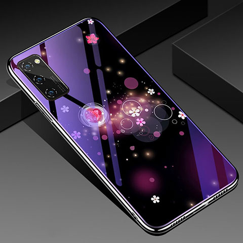 Coque Contour Silicone et Vitre Motif Fantaisie Miroir Etui Housse pour Huawei Honor V30 Pro 5G Violet