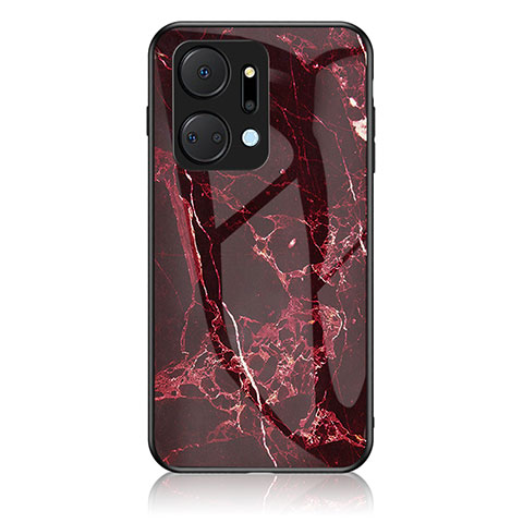 Coque Contour Silicone et Vitre Motif Fantaisie Miroir Etui Housse pour Huawei Honor X7a Rouge