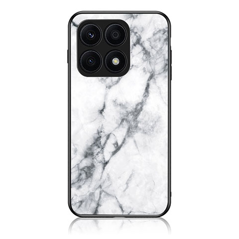 Coque Contour Silicone et Vitre Motif Fantaisie Miroir Etui Housse pour Huawei Honor X8a 5G Blanc