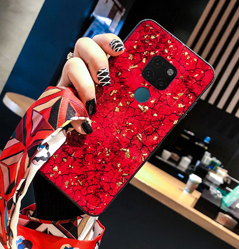 Coque Contour Silicone et Vitre Motif Fantaisie Miroir Etui Housse pour Huawei Mate 20 Rouge