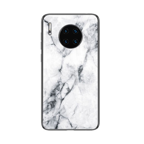 Coque Contour Silicone et Vitre Motif Fantaisie Miroir Etui Housse pour Huawei Mate 30 Pro Blanc