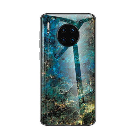 Coque Contour Silicone et Vitre Motif Fantaisie Miroir Etui Housse pour Huawei Mate 30 Pro Bleu