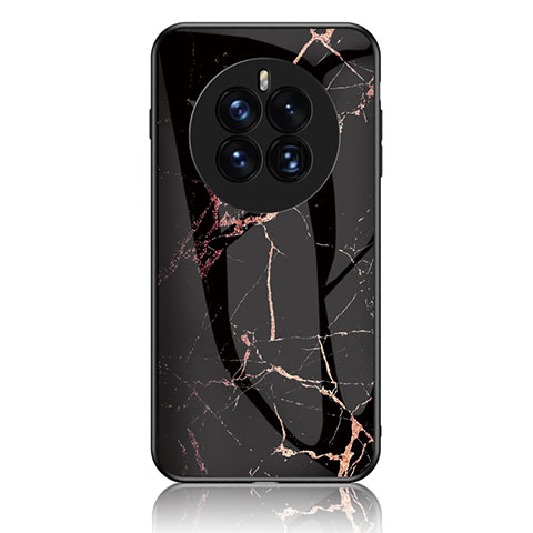 Coque Contour Silicone et Vitre Motif Fantaisie Miroir Etui Housse pour Huawei Mate 50 Pro Or et Noir